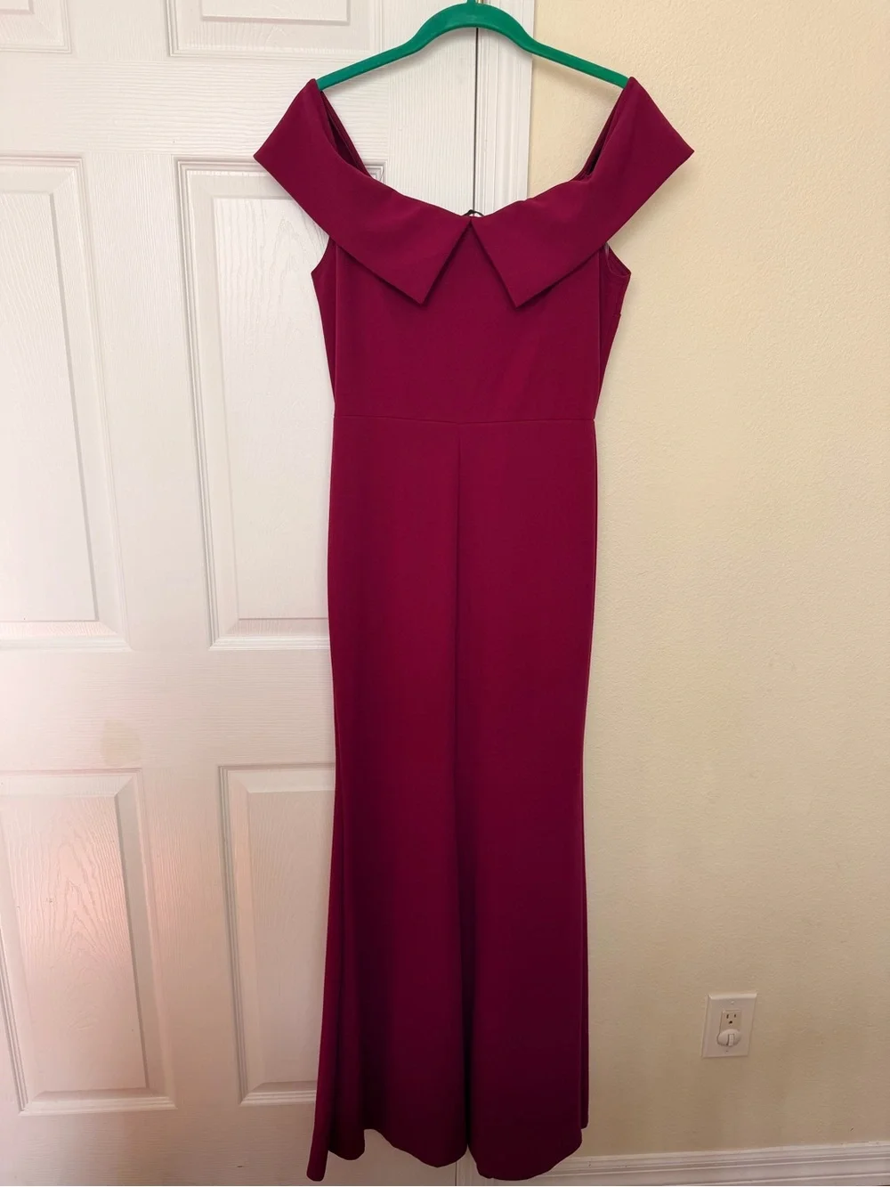 Off-Shoulder Burgundy Evening Gown